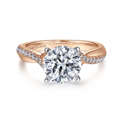14K White-Rose Gold Round Diamond Engagement Ring