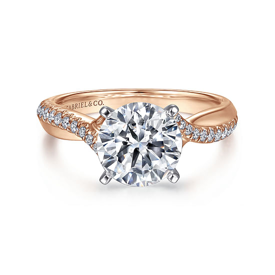 Gabriel - 14K White-Rose Gold Round Diamond Engagement Ring