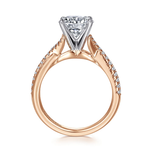 14K White-Rose Gold Round Diamond Engagement Ring