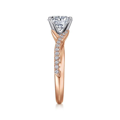 14K White-Rose Gold Round Diamond Engagement Ring