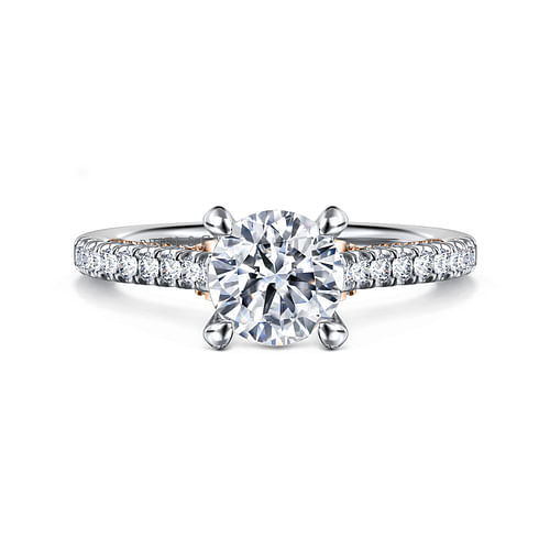 14K White-Rose Gold Round Diamond Engagement Ring