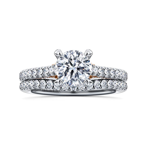 14K White-Rose Gold Round Diamond Engagement Ring