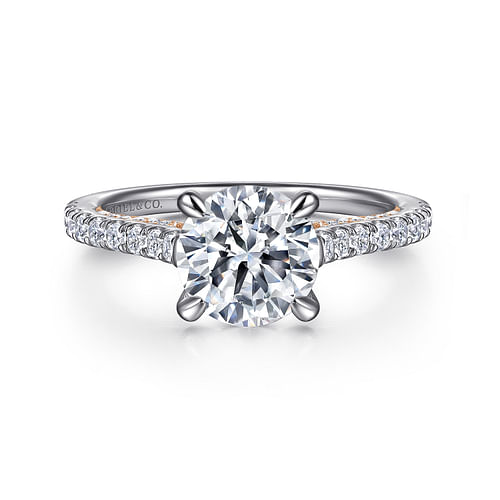 14K White-Rose Gold Round Diamond Engagement Ring