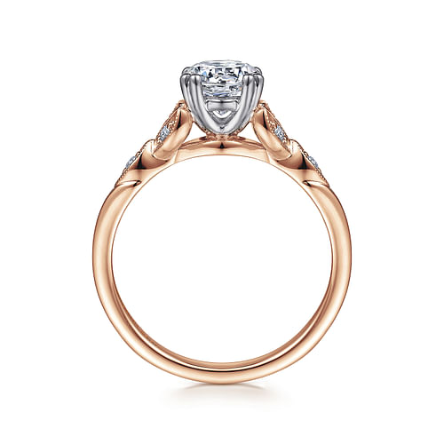 14K White-Rose Gold Round Diamond Engagement Ring