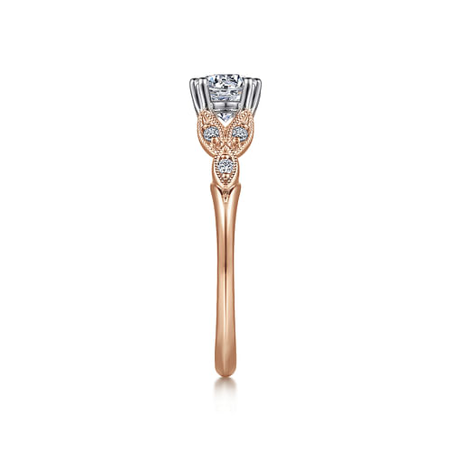 14K White-Rose Gold Round Diamond Engagement Ring