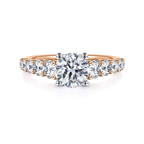 14K White-Rose Gold Round Diamond Engagement Ring