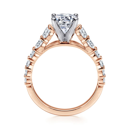 14K White-Rose Gold Round Diamond Engagement Ring