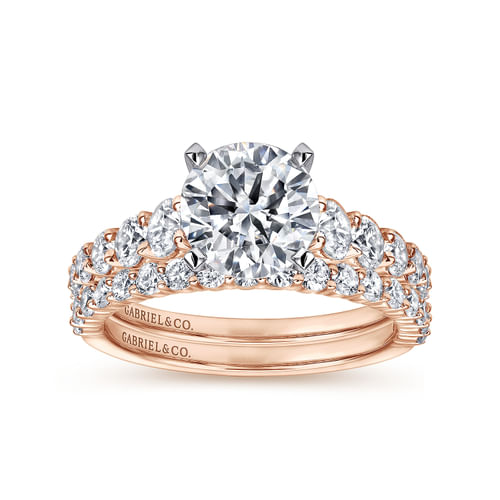 14K White-Rose Gold Round Diamond Engagement Ring