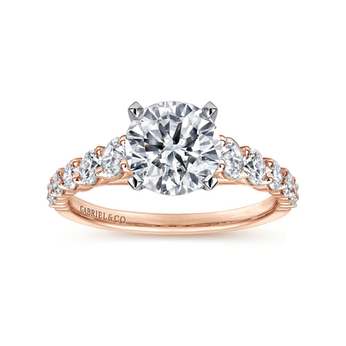 14K White-Rose Gold Round Diamond Engagement Ring