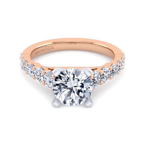 14K White-Rose Gold Round Diamond Engagement Ring