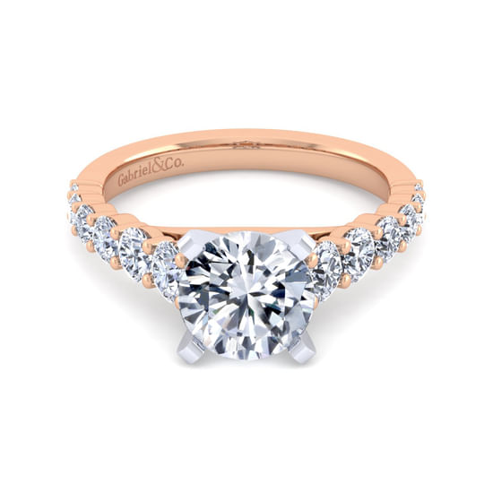 Gabriel - 14K White-Rose Gold Round Diamond Engagement Ring