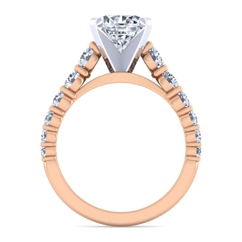 14K White-Rose Gold Round Diamond Engagement Ring