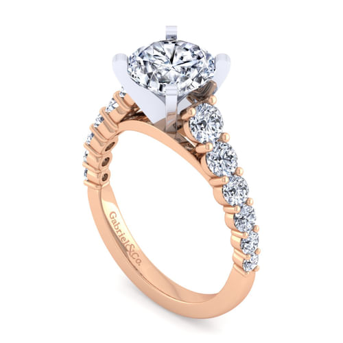 14K White-Rose Gold Round Diamond Engagement Ring