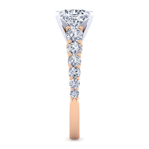 14K White-Rose Gold Round Diamond Engagement Ring