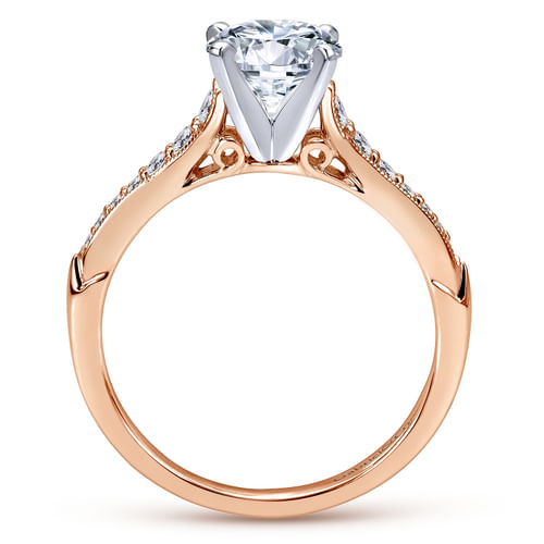 14K White-Rose Gold Round Diamond Engagement Ring