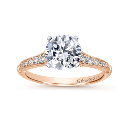 14K White-Rose Gold Round Diamond Engagement Ring