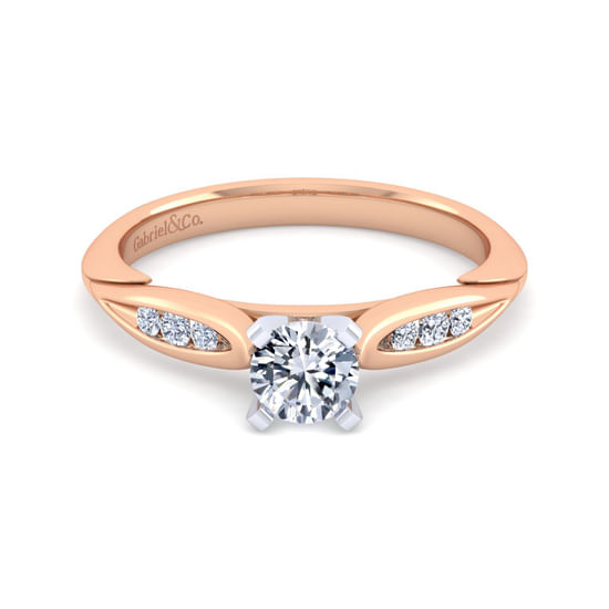 Gabriel - 14K White-Rose Gold Round Diamond Engagement Ring
