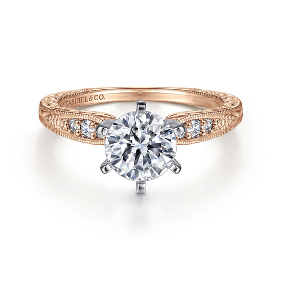 Gabriel - 14K White-Rose Gold Round Diamond Engagement Ring