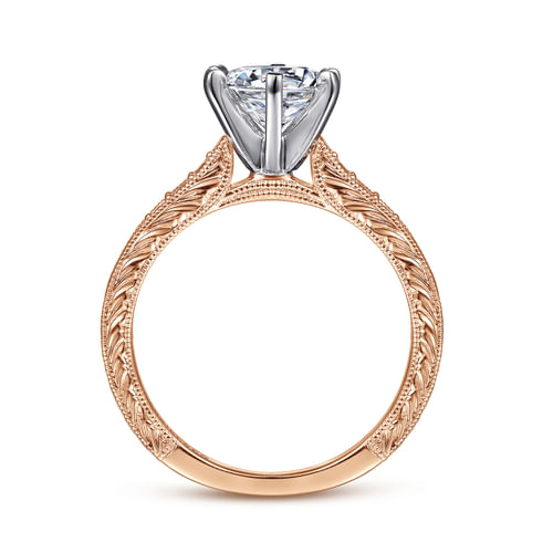 14K White-Rose Gold Round Diamond Engagement Ring