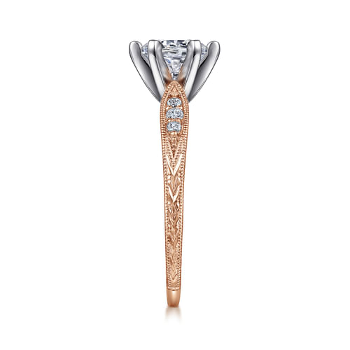 14K White-Rose Gold Round Diamond Engagement Ring