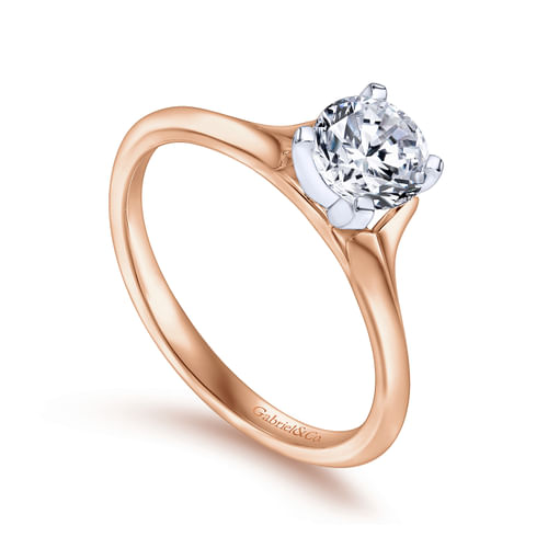 14K White-Rose Gold Round Diamond Engagement Ring