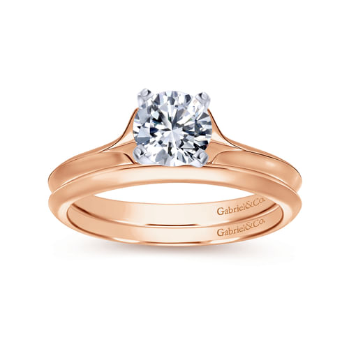 14K White-Rose Gold Round Diamond Engagement Ring