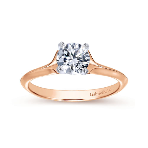 14K White-Rose Gold Round Diamond Engagement Ring
