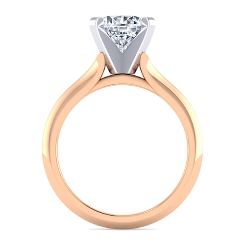 14K White-Rose Gold Round Diamond Engagement Ring