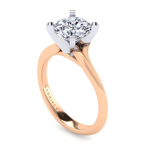 14K White-Rose Gold Round Diamond Engagement Ring