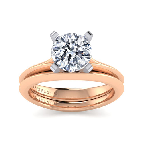 14K White-Rose Gold Round Diamond Engagement Ring