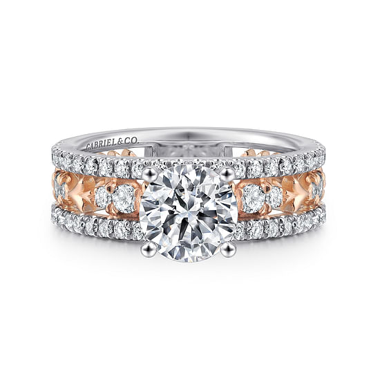 Gabriel - 14K White-Rose Gold Round Diamond Engagement Ring