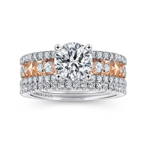 14K White-Rose Gold Round Diamond Engagement Ring