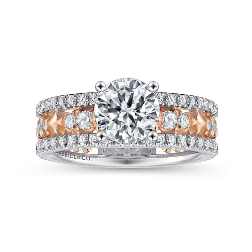 14K White-Rose Gold Round Diamond Engagement Ring