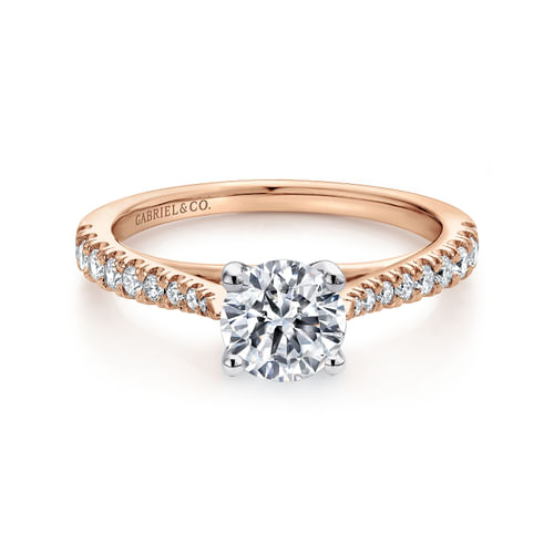 14K White-Rose Gold Round Diamond Engagement Ring