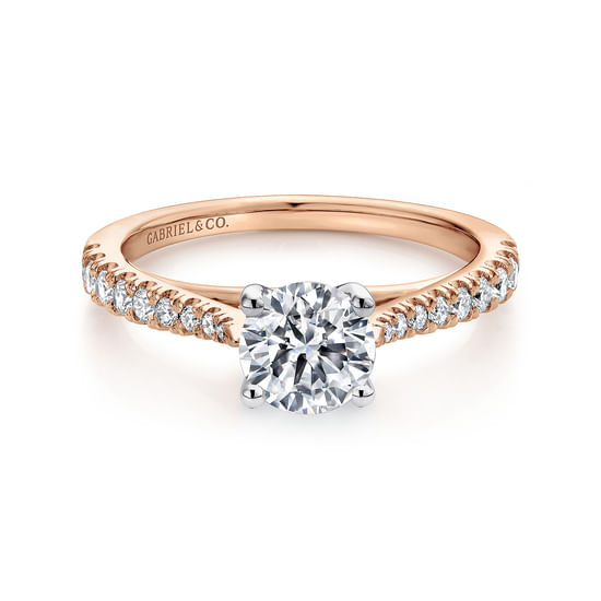 Gabriel - 14K White-Rose Gold Round Diamond Engagement Ring