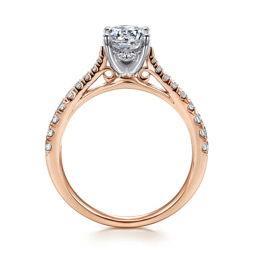 14K White-Rose Gold Round Diamond Engagement Ring