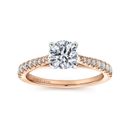 14K White-Rose Gold Round Diamond Engagement Ring