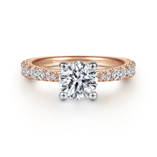 Gabriel - 14K White-Rose Gold Round Diamond Engagement Ring