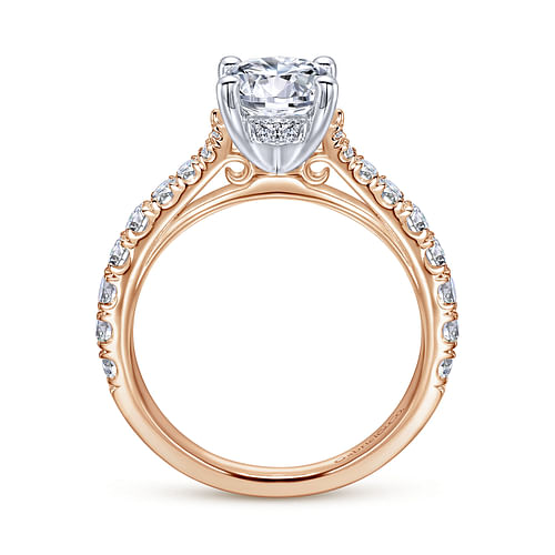 14K White-Rose Gold Round Diamond Engagement Ring