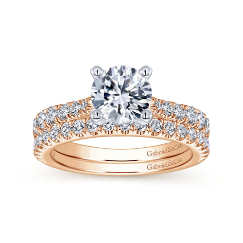 14K White-Rose Gold Round Diamond Engagement Ring