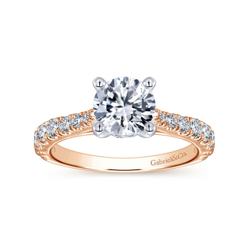 14K White-Rose Gold Round Diamond Engagement Ring