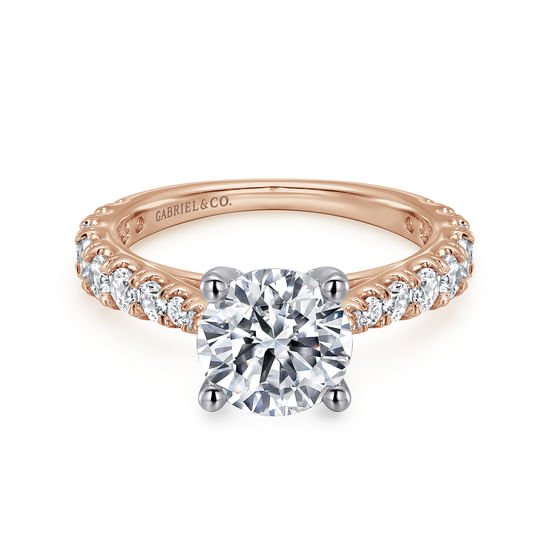 Gabriel - 14K White-Rose Gold Round Diamond Engagement Ring