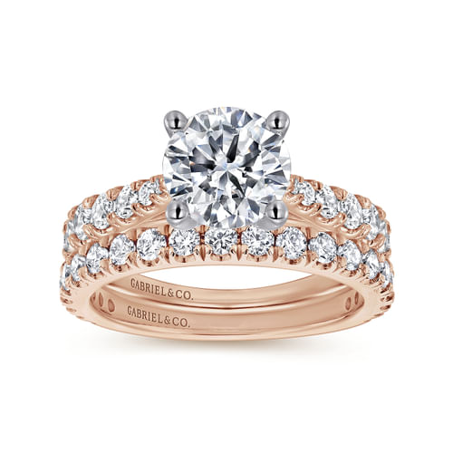14K White-Rose Gold Round Diamond Engagement Ring