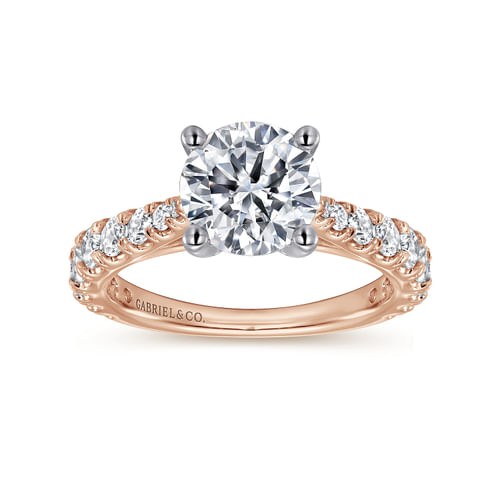 14K White-Rose Gold Round Diamond Engagement Ring