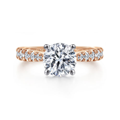 14K White-Rose Gold Round Diamond Engagement Ring