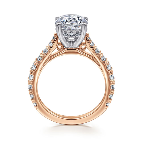 14K White-Rose Gold Round Diamond Engagement Ring