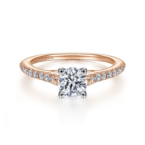 14K White-Rose Gold Round Diamond Engagement Ring