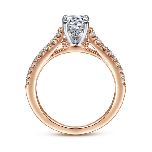 14K White-Rose Gold Round Diamond Engagement Ring