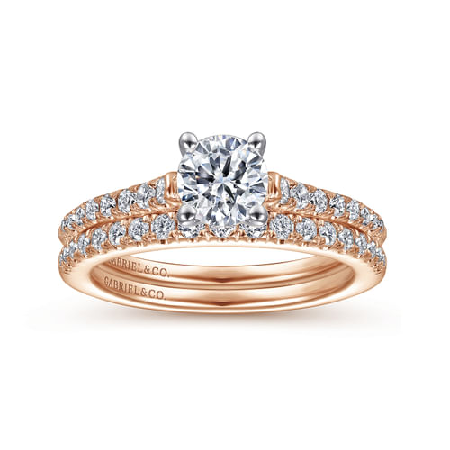 14K White-Rose Gold Round Diamond Engagement Ring
