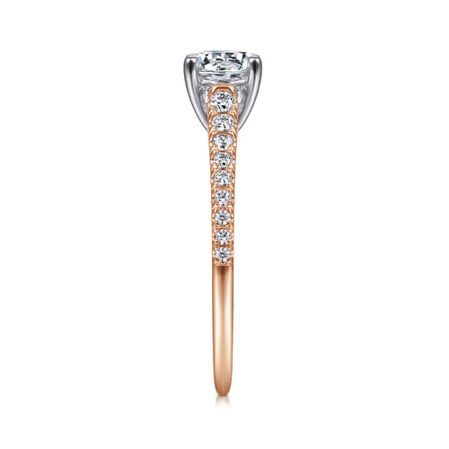 14K White-Rose Gold Round Diamond Engagement Ring